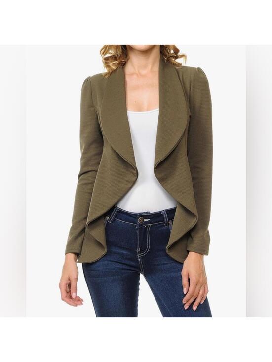 Jackets & Blazers - Olive Women's Draped Jacket
